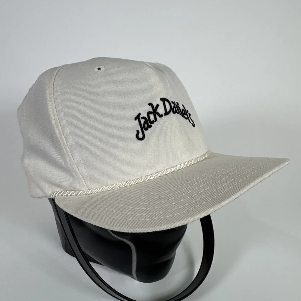 Vintage‎ New Era Jack Daniels Pro Model White Rope Snapback Hat Made In USA
